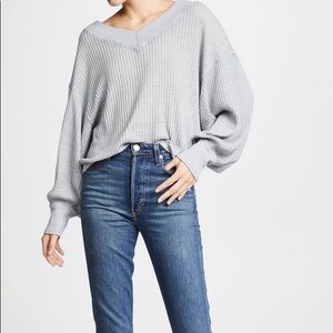 Grey free people south side thermal top